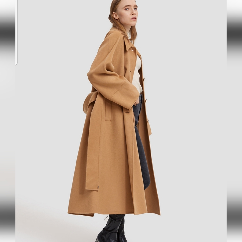 Buttoned 100% Wool Long Coat (Camel) - Lattelier - Picture 2 of 13
